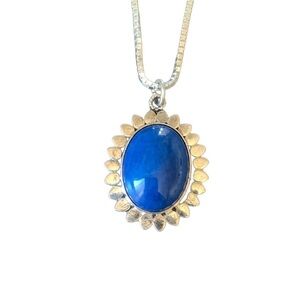 Sodalite and Sterling Pendant Necklace